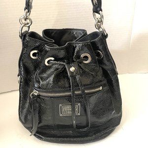 Coach black patent leather  poppy mini bag